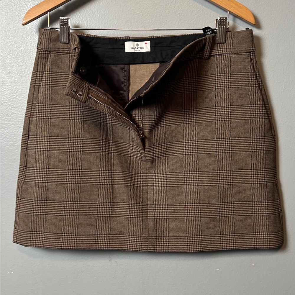 Babaton Chisel Checkered Brown Mini Skirt size 12 EUC - Picture 14 of 14